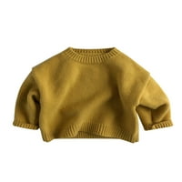 Jesensko-zimska odjeća za djevojčice ležerni džemper s dugim rukavima jednobojni pulover s okruglim vratom pletenina