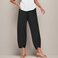 Ženske teretne hlače u trendu labava ravno ljetnog struka dugih čvrstih pamučnih hlača