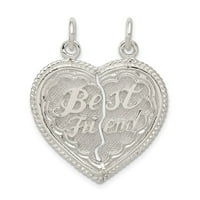 Čvrsti srebrni srebrni najbolji prijatelj s 2 komada slomljenog šarma srca privjesak