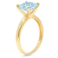0,5 karatni plavi simulirani dijamant izrezan princezom od žutog zlata 14k ugraviran izjava Godišnjica zaruka