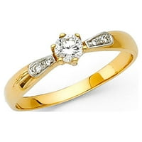 Zaručnički prsten od talijanskog žutog zlata od 14 karata s okruglim kubičnim cirkonijem od 0,5 karata s nježnim