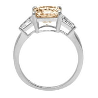 18k dijamantni dijamantni dijamantni prsten od tri kamena u bijelom zlatu s imitacijom prozirnog dijamanta od