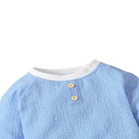 Lizxun dot print solidna boja pulover dugih rukava + pantalone s džepom