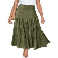 Ženske ljetne suknje A kroja, široka boho midi suknja, asimetrične jednobojne suknje za plažu