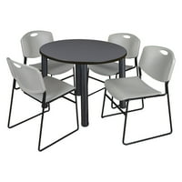 Okrugli Sivi stol za slobodno vrijeme s preklopnim stolicama