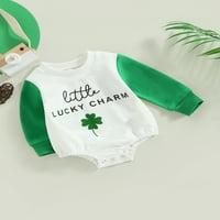 Novorođenčad Dječak Dječak St. Patricks Dan Outfit Four Leaf Clover romper dukserica dugih rukava kombinezon 0-18m