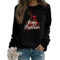 Ženski vrhovi božićni print Okrugli vrat džemper labava bluza bez kapuljača Twimshirt Hot6SL44866835