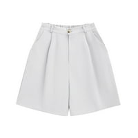 Ženske ljetne kratke hlače, Casual hlače s ravnim nogavicama, Capri hlače s elastičnim strukom, jednobojne hlače