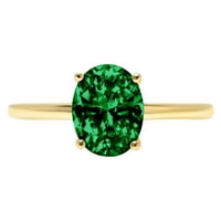 Zaručnički prsten od žutog zlata 18K ovalnog reza u zelenoj boji s imitacijom smaragda, Veličina 6