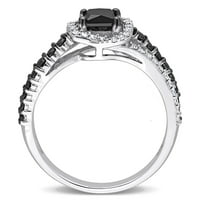 14k ženski zaručnički prsten od bijelog zlata s crno-bijelim dijamantnim rezom od 1k od 1k