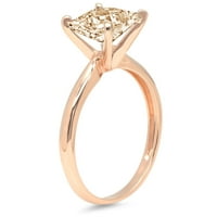 3. CT briljantna princeza rezana prirodni morganit 14K ružičasti zlatni prsten SZ 5.25