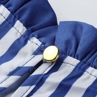 Ženski vrhovi Drvasto povremeni modni vrhovi majica kratkih rukava Ljetni print labavi bluza ruffles vrhovi plavi