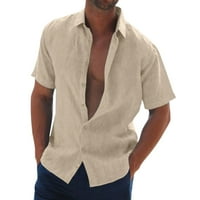 Khaki polo majice za muškarce muške ležerne čvrste košulje kratka rukava skrenite na majicu s ovratnikom Formalna