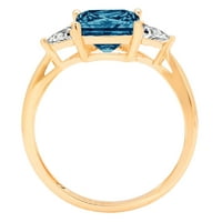 Prirodni londonski plavi topaz izrezan Princezin prsten od 2,32 karata u žutom zlatu od 18 karata, veličine 5,75