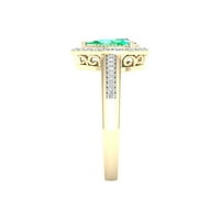 Imperijalni dragulj 10k žuto zlato kruška Smaragd Ct TW dijamant Halo Ženski prsten