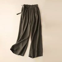 Ženske ljetne hlače visokog struka visokog struka Plus size lounge čipka jednobojne casual retro hlače