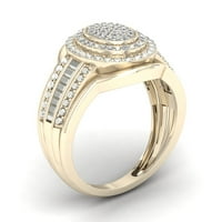 1 6CT TDW Diamond 10K žuti zlatni halo zaručnički prsten