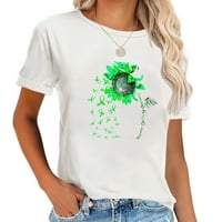 Distrofija svijest o suncokretu zelena ribbo slatka i udobna ženska grafička majica - pokažite svoj stil ovog