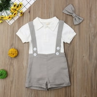 Diconna novorođenčad Baby Boy Gentleman Outfits Set Bowtie ROMPER+Odjeća za odjeću