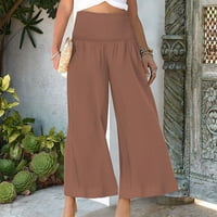 Capri hlače za Žene, Ležerne široke kratke hlače širokih nogavica s elastičnim strukom, Palazzo hlače s visokim