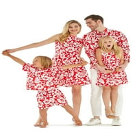 Prikladna obiteljska Havajska odjeća za muškarce, žene, djevojčice i dječake u klasičnoj Vintage crvenoj boji
