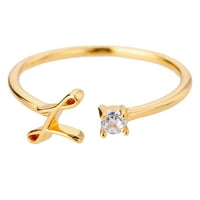 Miyuadkai prstenovi zlato Personalizirani rhinestone početni nakit nakit Personalizirano početno pismo otvoreni