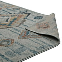 Marokanski apstraktni plemenski tepih u obliku dijamanta u srebrno plavoj, bež i smeđoj boji