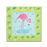 Zaštitni znak likovna umjetnost 'Flamingo Dance III V2' Canvas Art by Farida Zaman