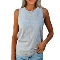 Ljetna rasprodaja ženska modna jednobojna ležerna Majica Bez rukava s okruglim vratom ljetni pulover siva ae