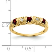 Prsten od žutog zlata s AA granatom i dijamantom od primarnog karatnog zlata