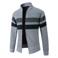 Zimski sivi Kaputi za muškarce, muške jesenske i kombinacije boja, ležerni pleteni džemper s ovratnikom s dugim