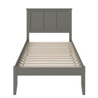 Madison Full Full Wood Wood Platform Bed s pločama s pločama u sivoj boji