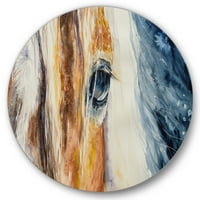 Dizajnerska umjetnost apstraktni Krupni plan prekrasnog konjskog oka Seoska kuća okružena metalnim zidnim umjetninama-disk