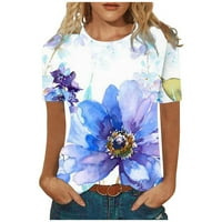 Majice za žene, Rasprodaja, Ženska bluza s kratkim rukavima s okruglim vratom, labavi vrhovi, majica