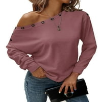 Ležerni obični brodski pulover za vrat dugih rukava prašnjavi ružičaste žene dukserice