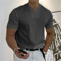 Muške majice za vježbanje mišića, majice kratkih rukava s kratkim rukavima S izrezom u obliku slova a za izgradnju