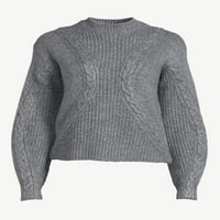 Scoop ženski teksturirani kabelski pleteni džemper