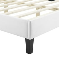 Krevet za krevet s baršunastom platformom u bijeloj boji
