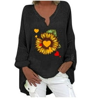 Ženski tunični vrhovi moda plus veličine čvrste pamučne posteljine labava ležerna majica dugih rukava pulover