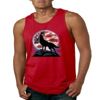 Wild Bobby, USA Howling Wolf Pride, Americana American Pride, Men Graphic Tenk Top, Red, Small