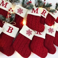 Božićna poklon čarapa, inicijali slova a-z uzorka snježne pahuljice pletena crtana čarapa tkanina