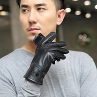 Anvazise Pair Zimske rukavice plišani puni prsti originalna kožna čvrsta boja protiv klizanja bez vjetra, otporne
