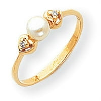 14K žuto zlato FW kultivirani biser Pravi dijamantski prsten