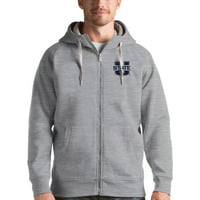 Muška Antigua siva država Utah Aggies pobjeda punog zipa Hoodie