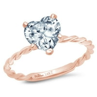 2. CT Brilliant Heart Cut Clear Simulirani dijamant 18K ružičasti zlatni prsten SZ 6.75