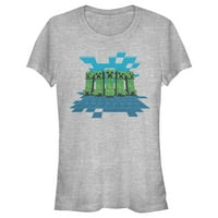 Junior's Minecraft Creeper Mob Graphic Tee Athletic Heather veliko