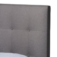 Baxton Studio Taida Moderna siva tkanina presvučeni orah završeni Wood King Bed