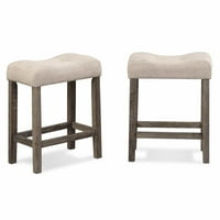 Namještaj about stolica-sedlo s visinom stola, set od 2 komada, siva, drvo, 24 inča