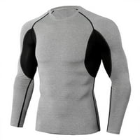 Muški pulover za trčanje s brzim sušenjem od tkanine za fitness s okruglim vratom i dugim rukavima u boji, opremljeni