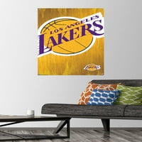 Los Angeles Lakers - Poster zida logotipa s push igle, 22.375 34